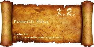 Kossuth Réka névjegykártya